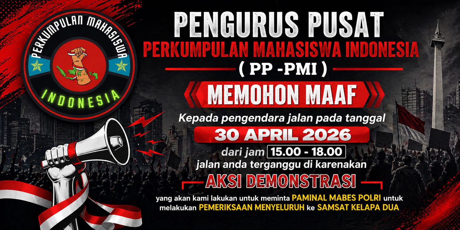 Pemasangan Banner Berujung Penangkapan, PP-PMI Tuding Terjadi Pembungkaman Demokrasi di Mabes Polri