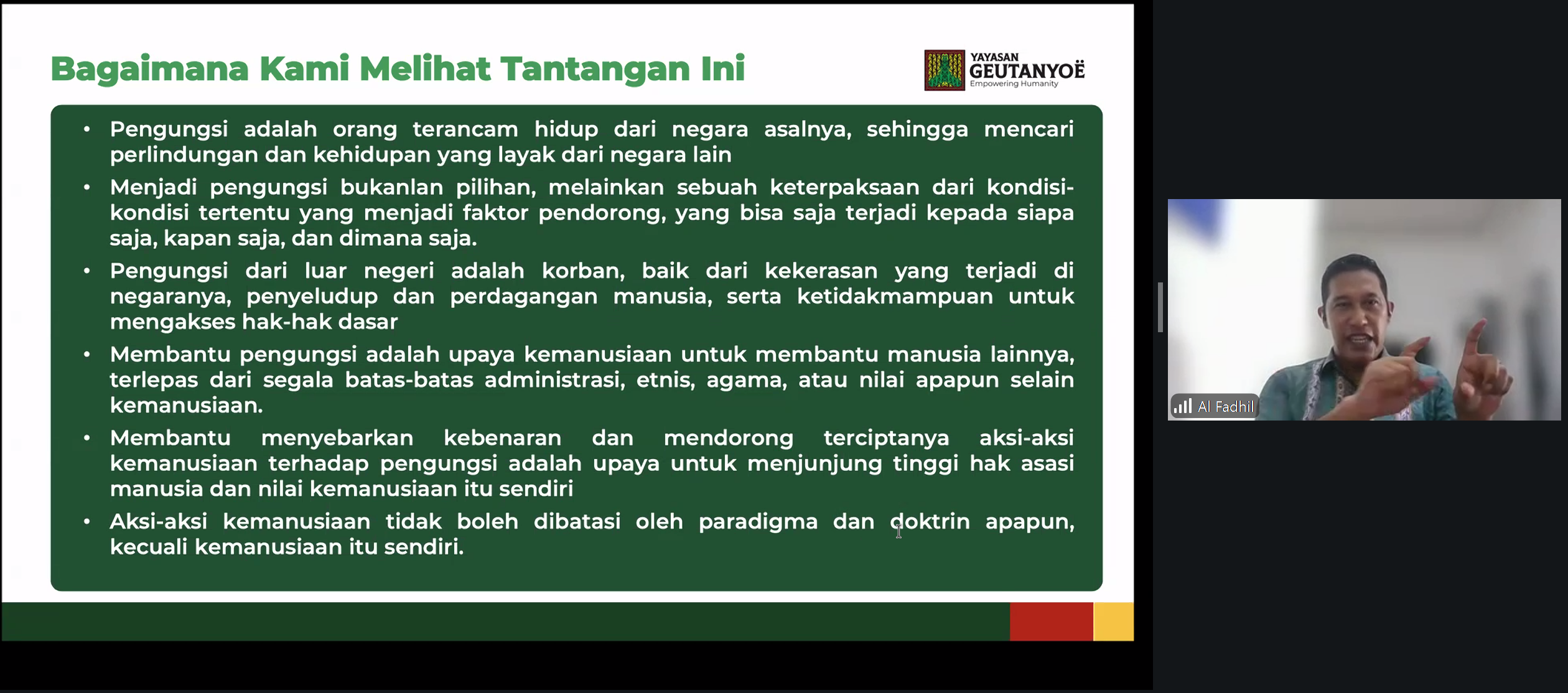 Direktur Guetanyo, Al Fadhil, Narasumber 2 menyampaikan paparan materi.