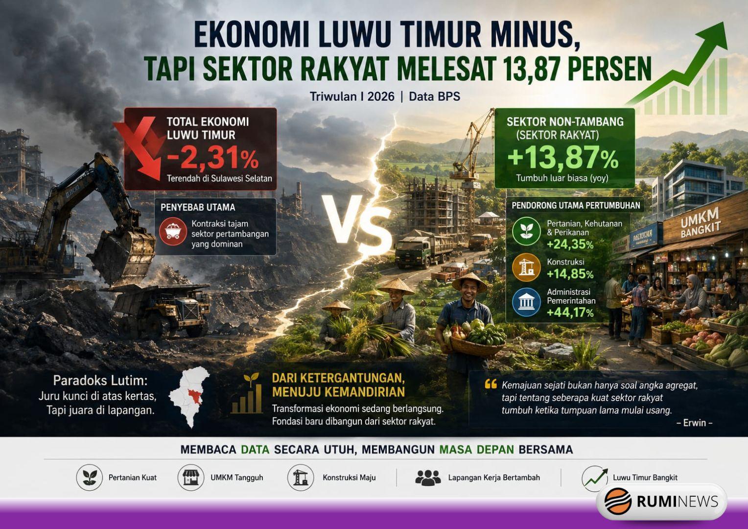 Ekonomi Luwu Timur Minus, tapi Sektor Rakyat Melesat 13,87 Persen