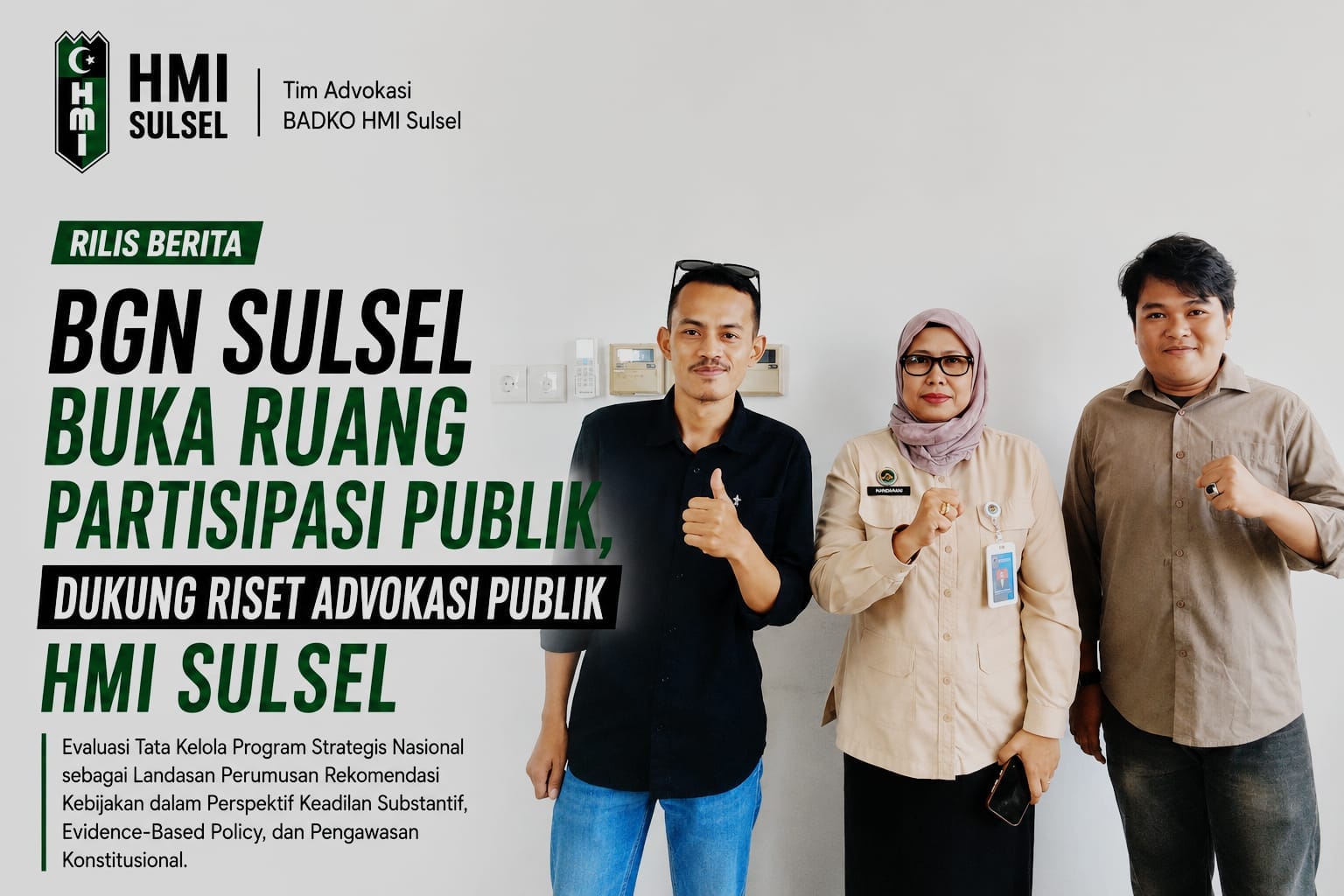 BGN Sulsel Buka Ruang Partisipasi Publik, Dukung Riset Advokasi Publik HMI Sulsel