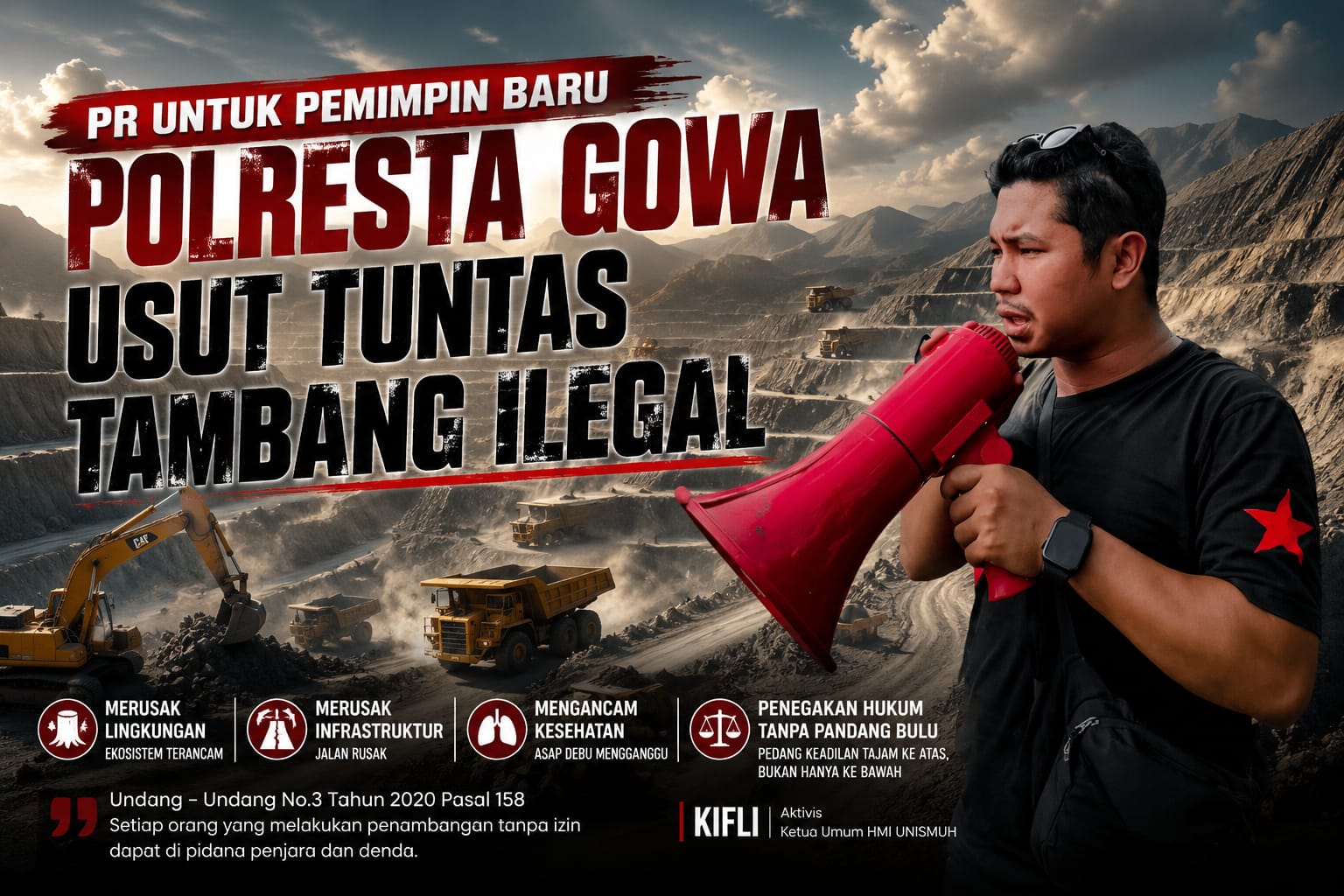 HMI Komisariat Unismuh Tantang Kapolresta Baru Berantas Tambang Ilegal hingga Tuntas