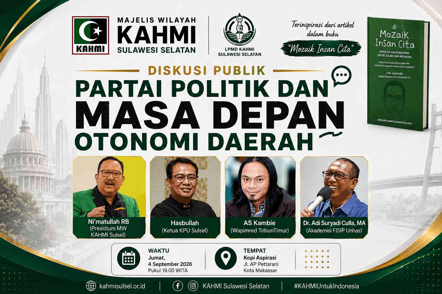 KAHMI Sulsel Akan Gelar Diskusi Publik, Bahas Partai Politik dan Masa Depan Otonomi Daerah